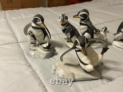 Six Franklin Mint Porcelain Peguins