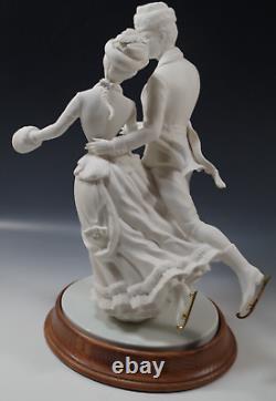 Skating In The Park Couple In Love 1986 Franklin Mint Bisque Porcelain Sculpture