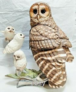 Spotted Owl and Owlets Figurine by Franklin Mint