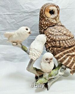 Spotted Owl and Owlets Figurine by Franklin Mint