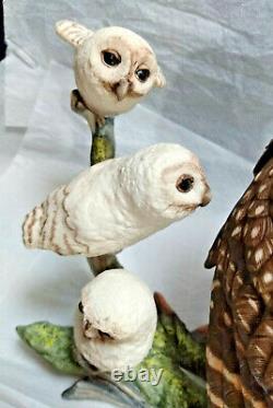 Spotted Owl and Owlets Figurine by Franklin Mint