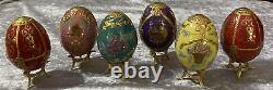 TFM The Franklin Mint Faberge Imperial Porcelain Jeweled Eggs withStands Set Of 6