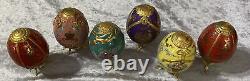 TFM The Franklin Mint Faberge Imperial Porcelain Jeweled Eggs withStands Set Of 6