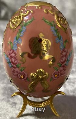 TFM The Franklin Mint Faberge Imperial Porcelain Jeweled Eggs withStands Set Of 6