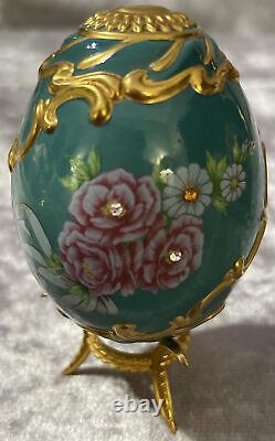 TFM The Franklin Mint Faberge Imperial Porcelain Jeweled Eggs withStands Set Of 6