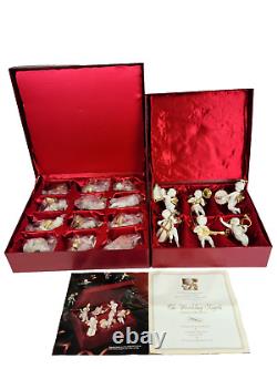 THE HERALDING ANGELS Christmas Ornaments 2 Sets of 18 Total Franklin Mint Gianni