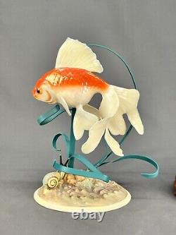 The Franklin Mint 1987 12 THE GOLDEN CARP KOI Sculpture William Kazmar on Stand