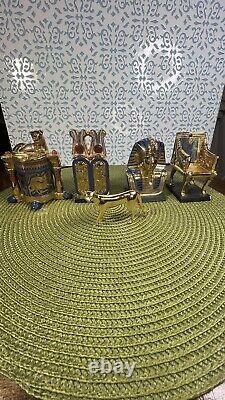 The Franklin Mint 1989 Lot of 5 Tutankhamun Tresury Porcelain Gold hand painted