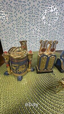 The Franklin Mint 1989 Lot of 5 Tutankhamun Tresury Porcelain Gold hand painted