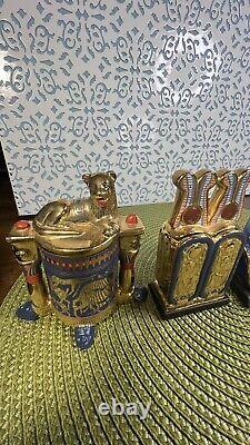 The Franklin Mint 1989 Lot of 5 Tutankhamun Tresury Porcelain Gold hand painted