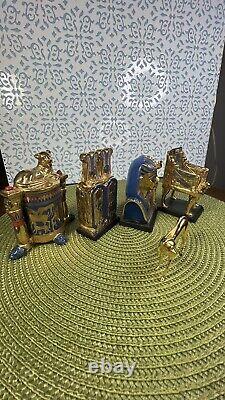 The Franklin Mint 1989 Lot of 5 Tutankhamun Tresury Porcelain Gold hand painted