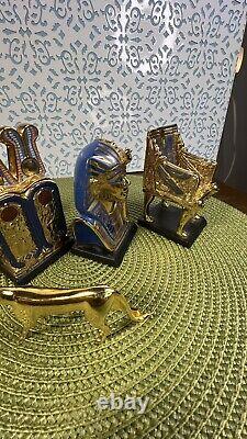 The Franklin Mint 1989 Lot of 5 Tutankhamun Tresury Porcelain Gold hand painted