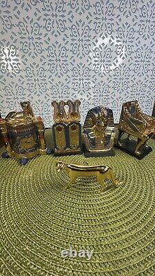 The Franklin Mint 1989 Lot of 5 Tutankhamun Tresury Porcelain Gold hand painted