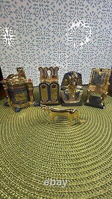 The Franklin Mint 1989 Lot of 5 Tutankhamun Tresury Porcelain Gold hand painted