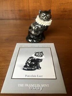 The Franklin Mint Curio Cabinet Cats Collection Porcelain Lace with Book