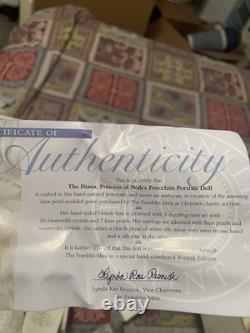 The Franklin Mint DIANA Princess of Wales Porcelain Doll WHITE PEARL DRESS NEW