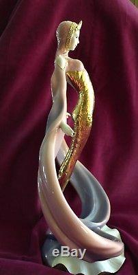 The Franklin Mint Daybreak in Gold Art Deco 24 K Gold Porcelain Figurine DECO