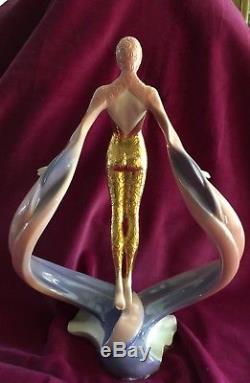 The Franklin Mint Daybreak in Gold Art Deco 24 K Gold Porcelain Figurine DECO