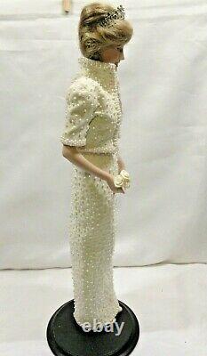 The Franklin Mint Porcelain Diana Princess of Wales Doll Pearl Dress with Tiara