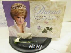 The Franklin Mint Porcelain Diana Princess of Wales Doll Pearl Dress with Tiara