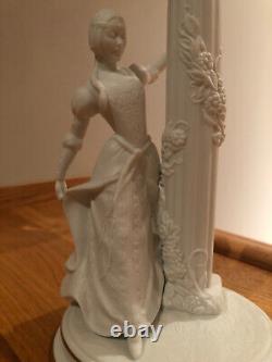 The Franklin Mint Romeo and Juliet Fine Bisque Porcelain Candlestick Pair © 1986