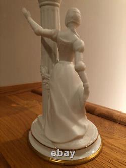 The Franklin Mint Romeo and Juliet Fine Bisque Porcelain Candlestick Pair © 1986