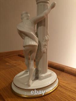 The Franklin Mint Romeo and Juliet Fine Bisque Porcelain Candlestick Pair © 1986