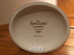 The Franklin Mint Romeo and Juliet Fine Bisque Porcelain Candlestick Pair © 1986