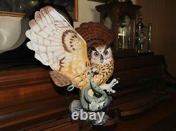 The Franklin Mint THE EAGLE OWL Hand Painted Fine Porcelain Figurine