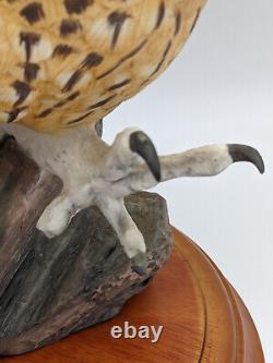 The Franklin Mint THE EAGLE OWL Hand Painted Fine Porcelain Figurine & Owl Vtg