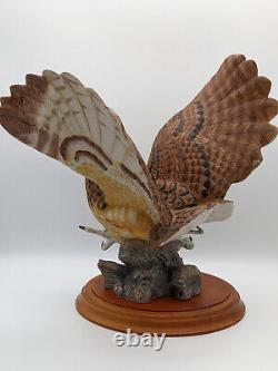 The Franklin Mint THE EAGLE OWL Hand Painted Fine Porcelain Figurine & Owl Vtg
