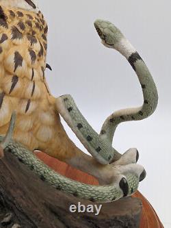 The Franklin Mint THE EAGLE OWL Hand Painted Fine Porcelain Figurine & Owl Vtg