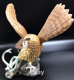 The Franklin Mint THE EAGLE OWL Hand Painted Fine Porcelain Figurine & owl