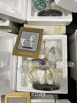 The Franklin Mint The Treasury Of Carousel Art 12 Horses and Display Stand 1990