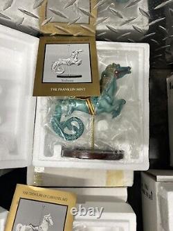 The Franklin Mint The Treasury Of Carousel Art 12 Horses and Display Stand 1990
