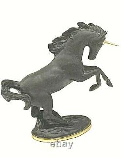 The Franklin Mint Treasury Wedgwood Black Basalt Porcelain Unicorn Figurine RARE