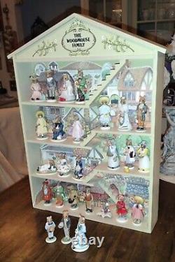 The Franklin Mint WOODMOUSE FAMILY TREEHOUSE 24pc Porcelain Mouse Figurine Set