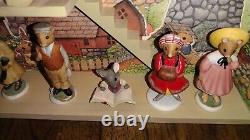 The Franklin Mint WOODMOUSE FAMILY TREEHOUSE 24pc Porcelain Mouse Figurine Set