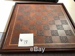The Great Crusades Chess Set Franklin Mint Porcelain Pieces Leather Board 1992