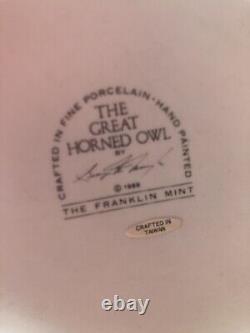 The Great Horned Owl 14 Franklin Mint Collection 1988, Cert. Of Authenticity