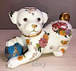The Imperial Puppy of Satsuma Porcelain Hand Painted 24K Trim YUKI MORIOKA 1987