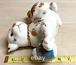 The Imperial Puppy of Satsuma Porcelain Hand Painted Sculpture YUKI MORIOKA 1987