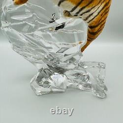 The Siberian Tiger Figurine with Lead Crystal Base 1995 Franklin Mint Great Cond