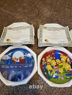 The Simpsons Franklin Mint 24kt Gold 6 Set Collector Plates Coa Rare Bart Lisa