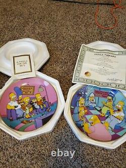 The Simpsons Franklin Mint 24kt Gold 6 Set Collector Plates Coa Rare Bart Lisa