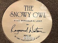 The Snowy Owl Porcelain Lamp By Raymond Watson- The Franklin Mint 1987