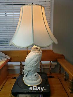 The Snowy Owl Porcelain Lamp Raymond Watson Franklin Mint 1987 Ivory White