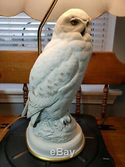 The Snowy Owl Porcelain Lamp Raymond Watson Franklin Mint 1987 Ivory White