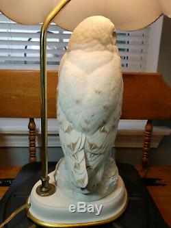 The Snowy Owl Porcelain Lamp Raymond Watson Franklin Mint 1987 Ivory White