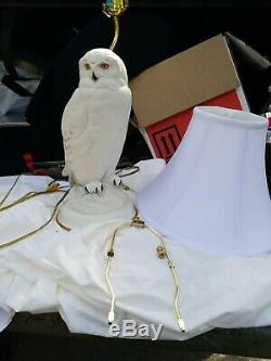 The Snowy Owl Porcelain Lamp Raymond Watson Franklin Mint Ivory White male